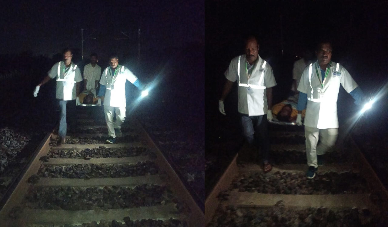 Telangana: 108 ambulance technicians walk 2 km on railway tracks to rescue injured passenger