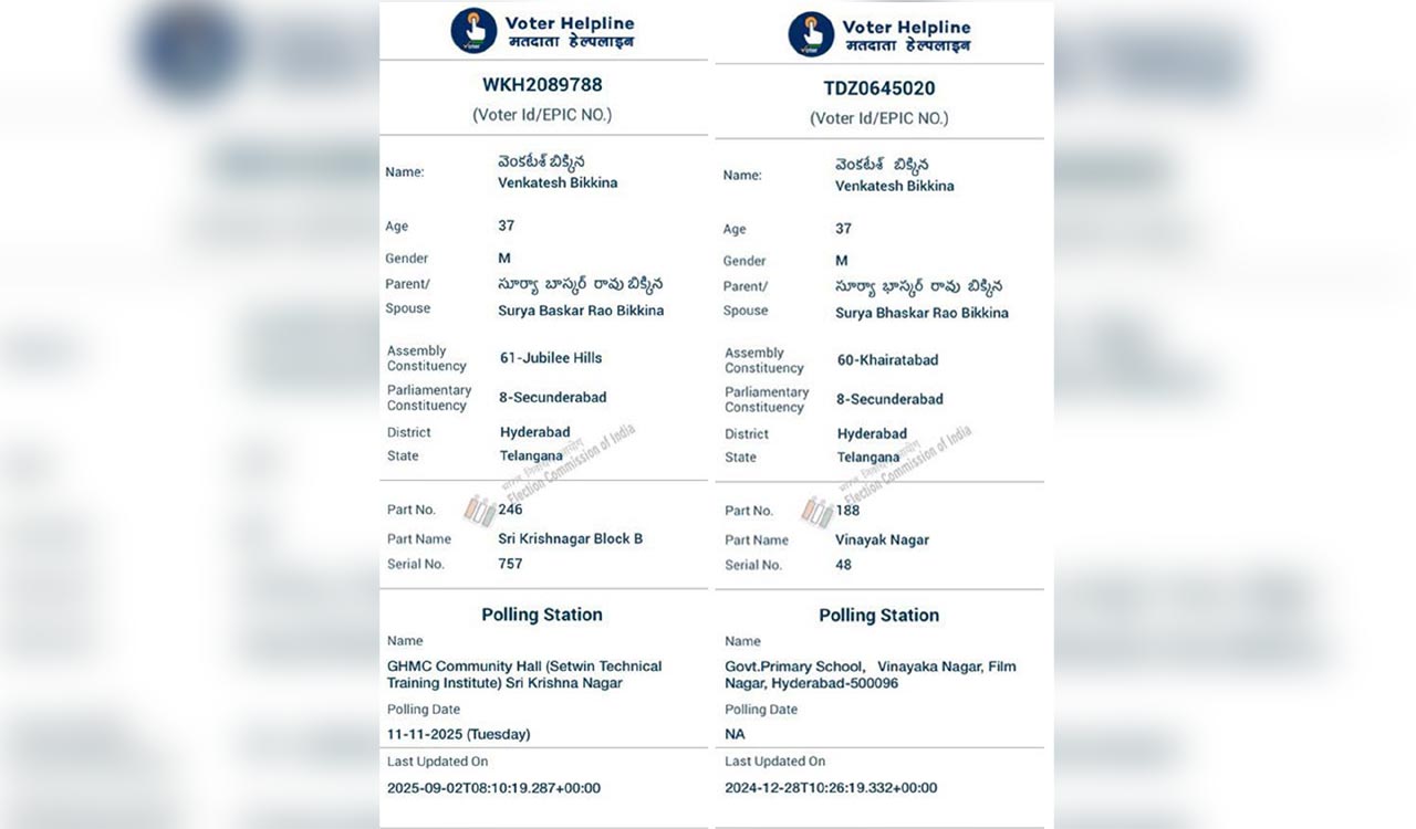 Massive voter-list fraud in Jubilee Hills; BRS approaches Election Commission