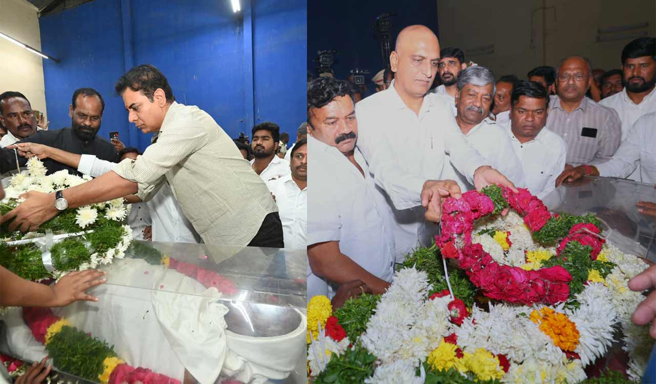 KTR, Harish Rao floral pay tributes to Ande Sri