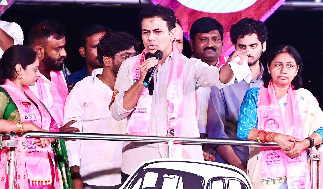 KTR dares Revanth Reddy to seek votes in Jubilee Hills based on two-year Congress rule