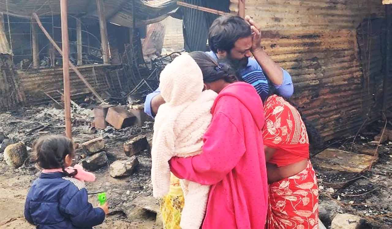 30 shops gutted in Kondagattu blaze; delay in fire tenders blamed