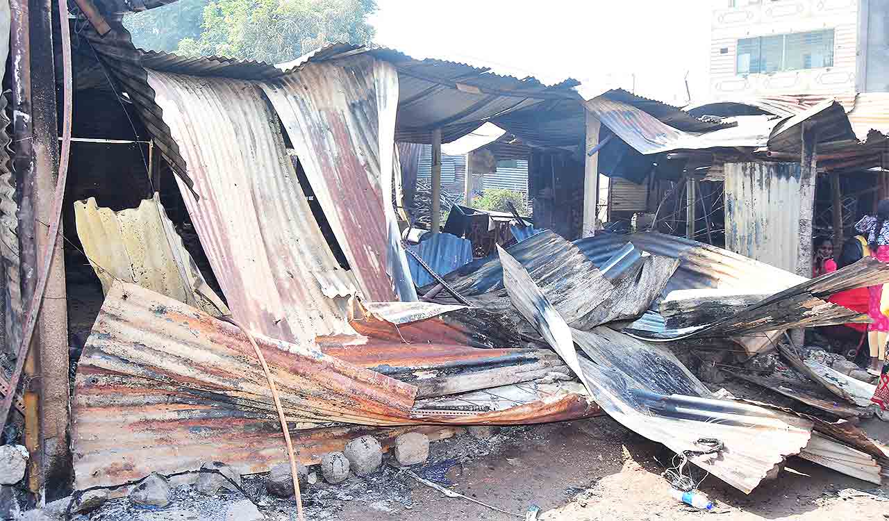 30 shops gutted in Kondagattu blaze; delay in fire tenders blamed