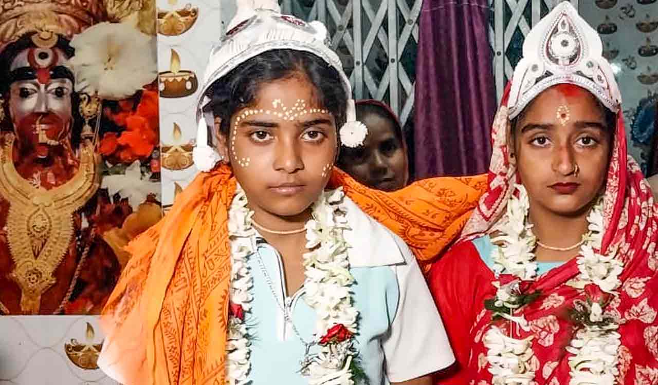 Two young women marry in Sundarbans temple as villagers bless same-sex union