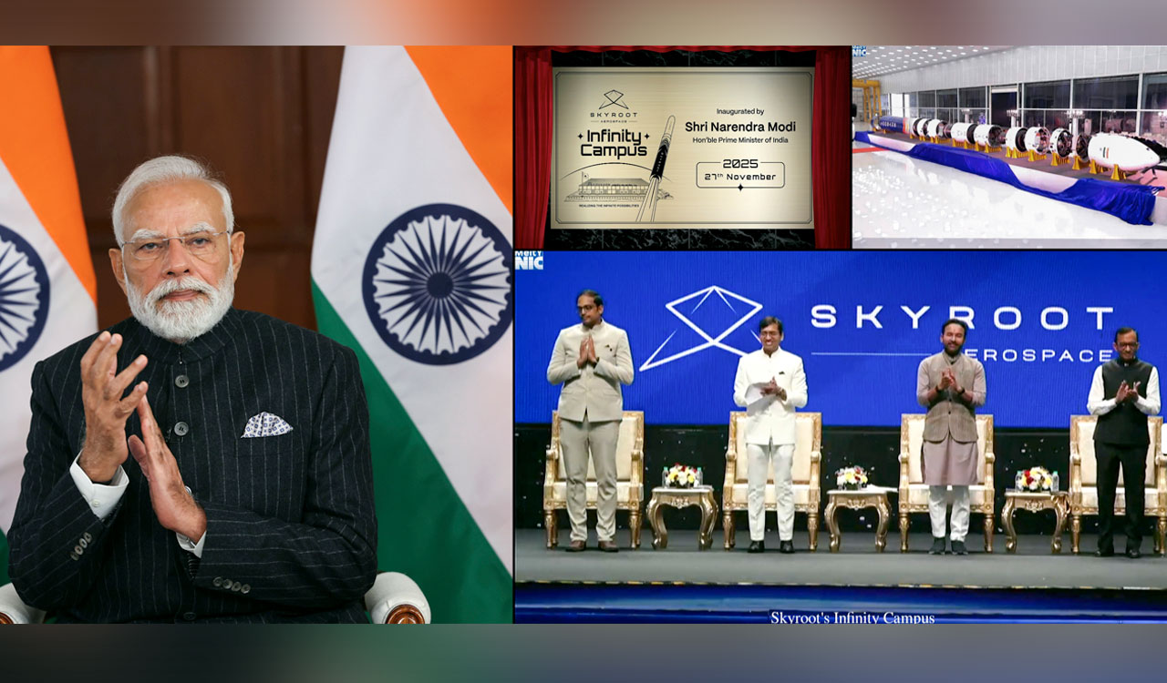 PM Modi unveils Skyroot’s Vikram-I rocket, lauds Gen Z for boosting India’s space sector