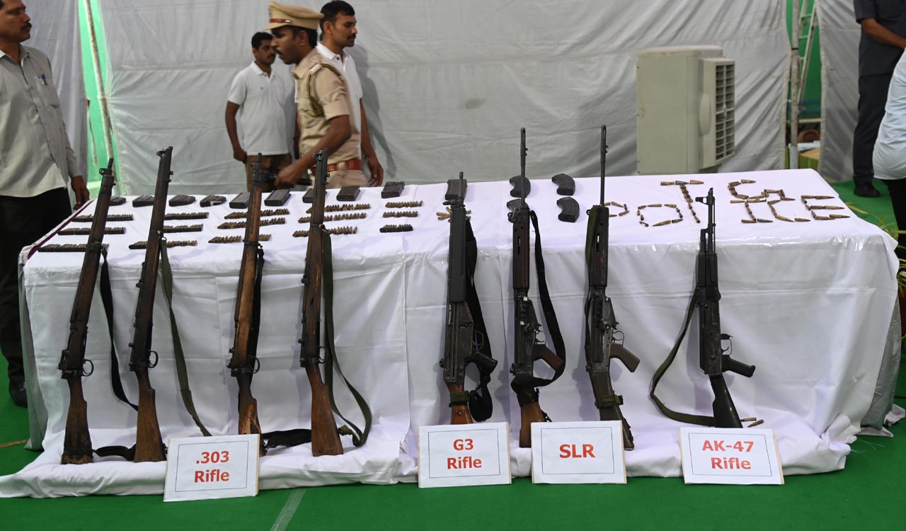Thirty seven Maoists surrender before Telangana DGP in Hyderabad