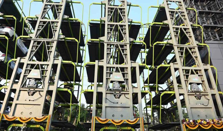 Hyderabad’s’s first multilevel smart parking facility at KBR Park starts functioning