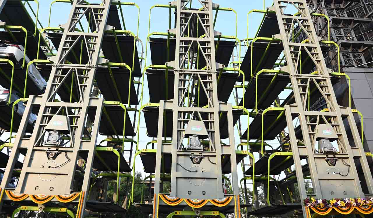 Hyderabad’s’s first multilevel smart parking facility at KBR Park starts functioning