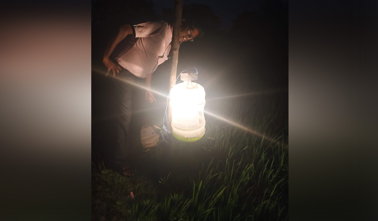 Ramayampet agriculture officer’s low cost light trap helps farmers combat moths