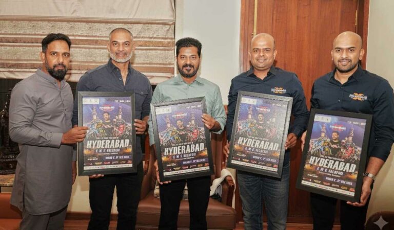 CM Revanth Reddy unveils poster for ISRL second round in Hyderabad