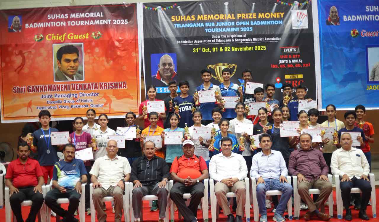 Shourya shines with double crown in Telangana Sub-junior Badminton Championship