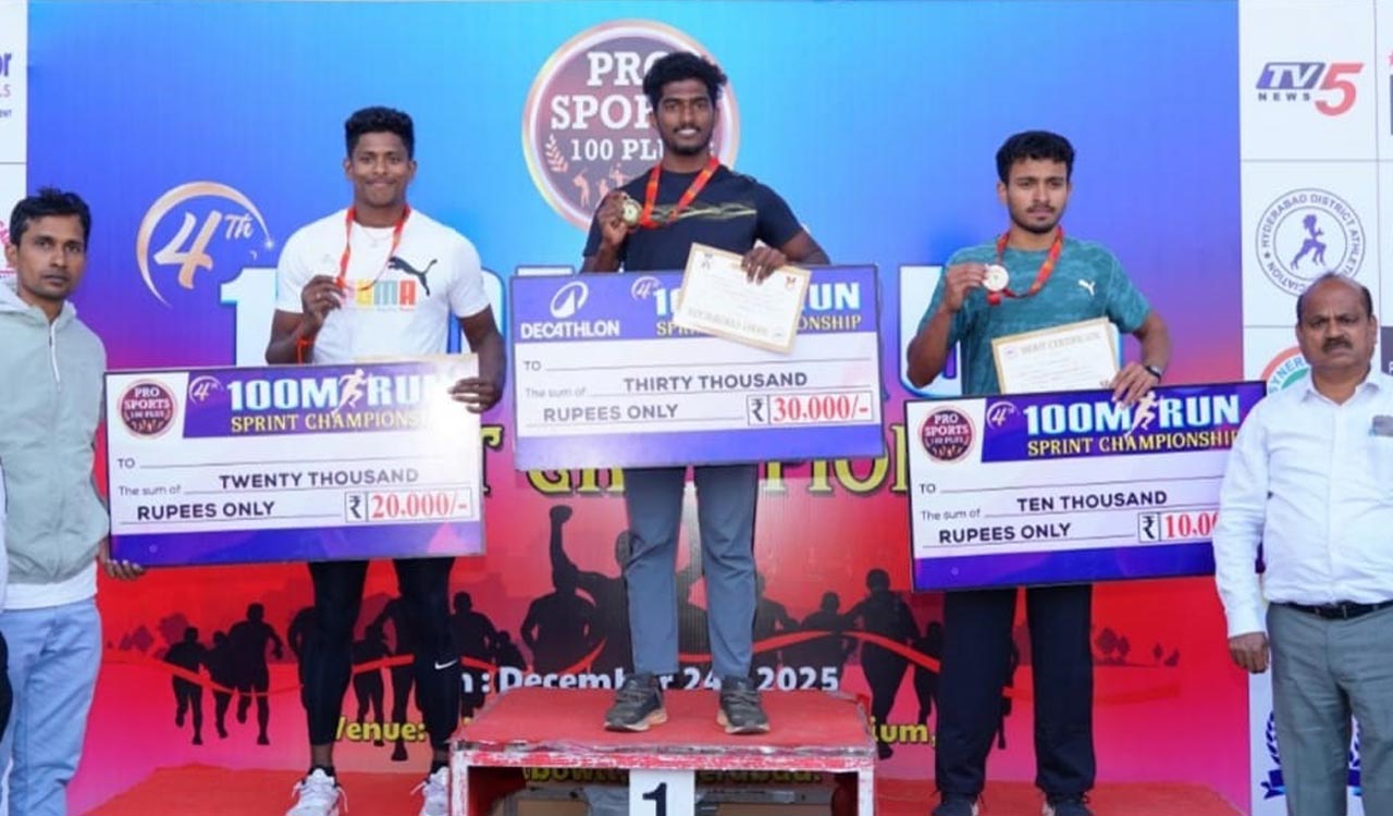 Goutham and Nagaviharika win 100m sprint titles in Hyderabad