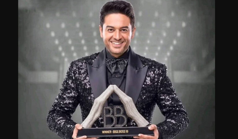 Gaurav Khanna lifts the "Bigg Boss 19' trophy