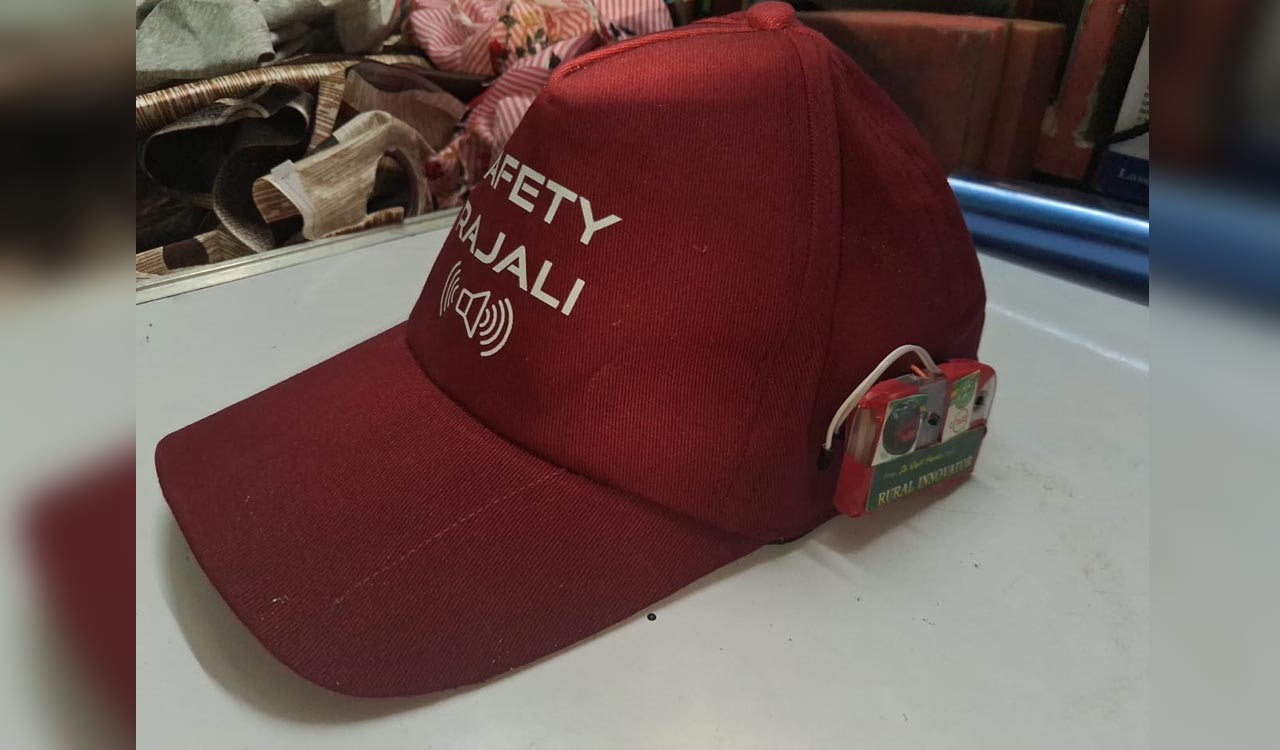 Government teacher in Khammam develops safety cap for hearing impaired people