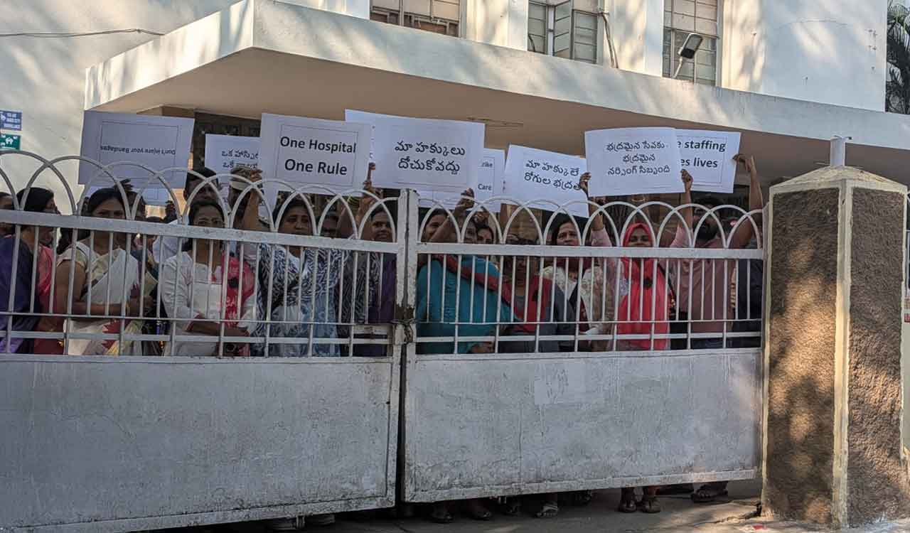 Nurses at NIMS continue their protests for the past one week