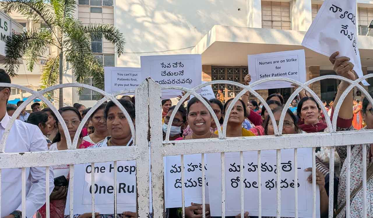 Nurses at NIMS continue their protests for the past one week