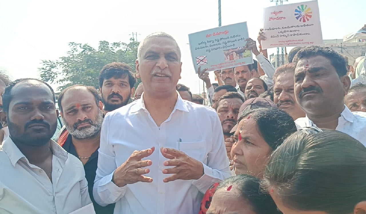 Harish Rao backs villagers, seeks action against pharma firm polluting Domadugu lake