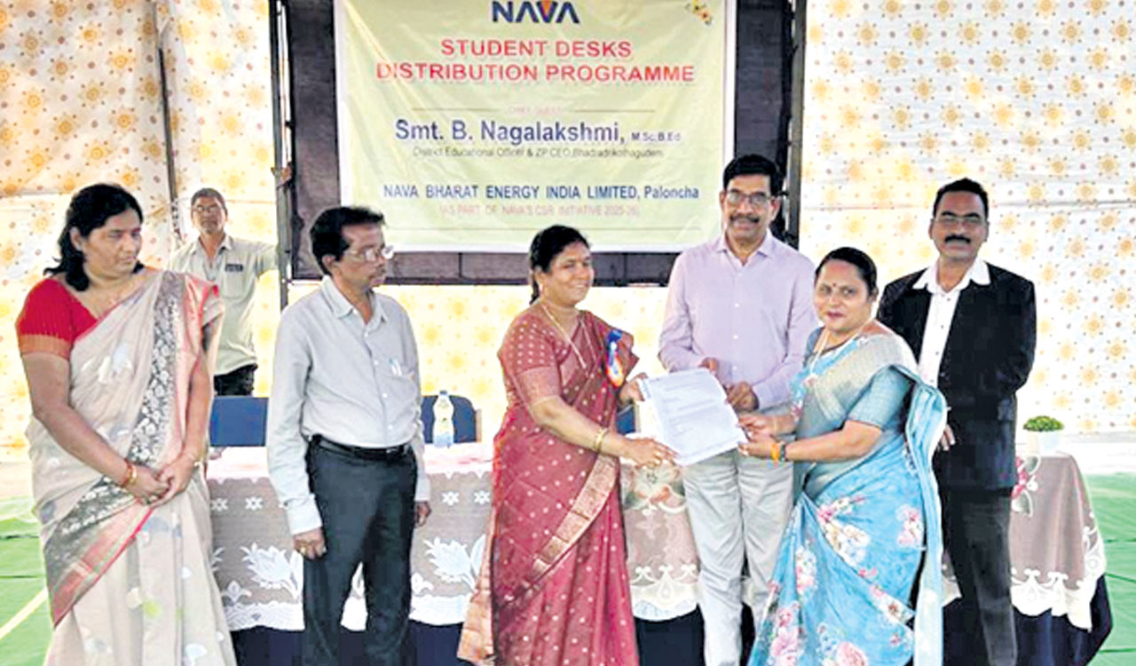 Nava Bharat Energy distributes 250 desks to government schools in Kothagudem