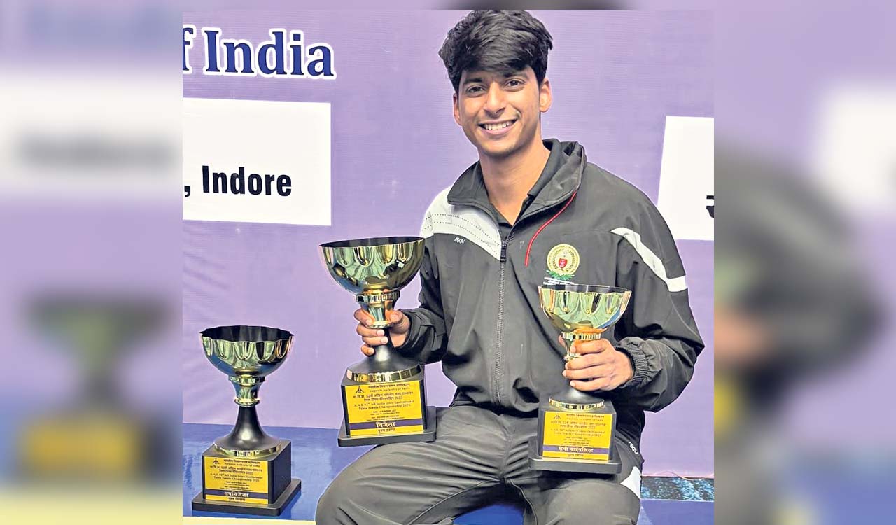 City paddler Snehit wins gold, silver and bronze in AAI Institutional Table Tennis