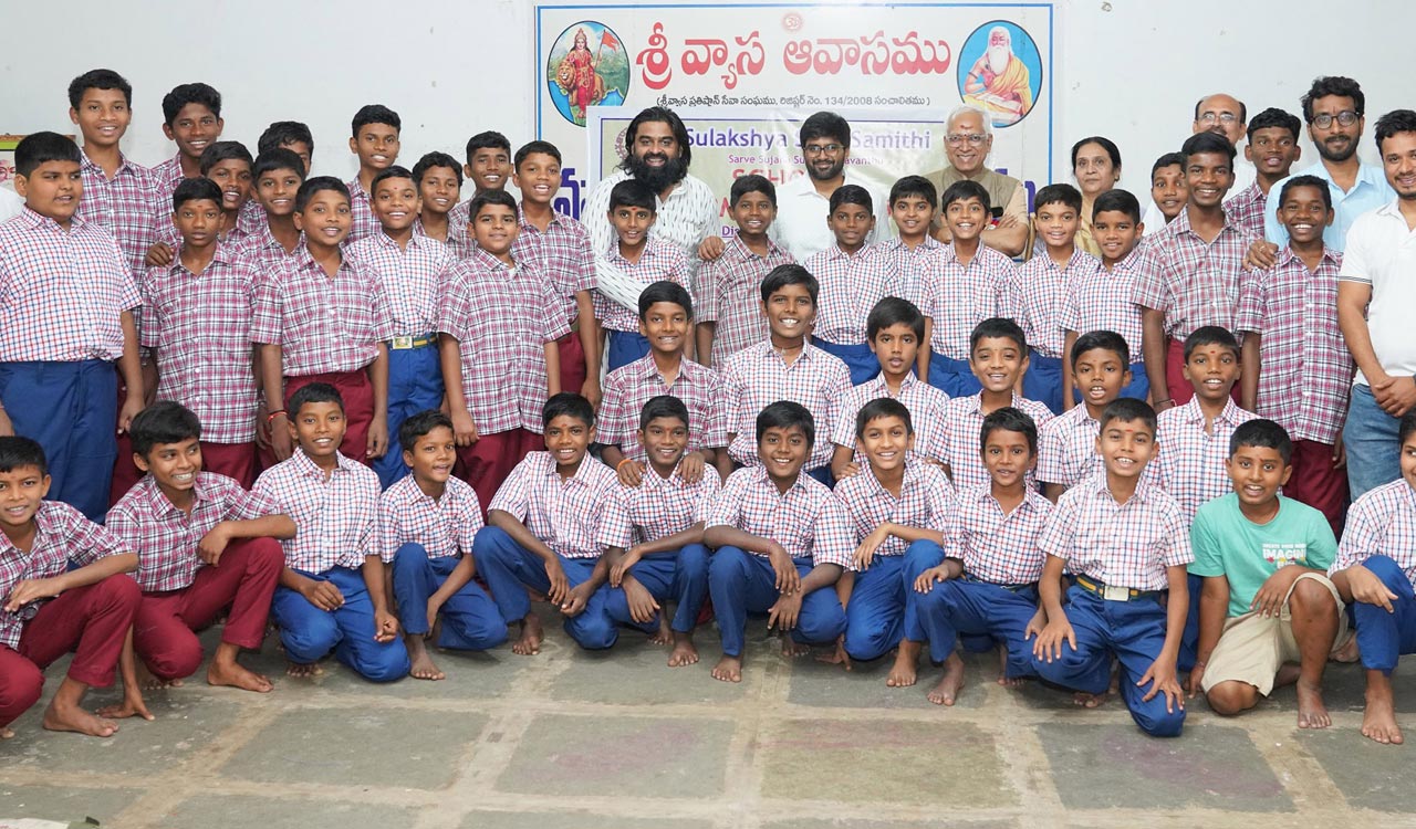 Uniforms distributed to students at Vyasa Avasam in Hanamkonda