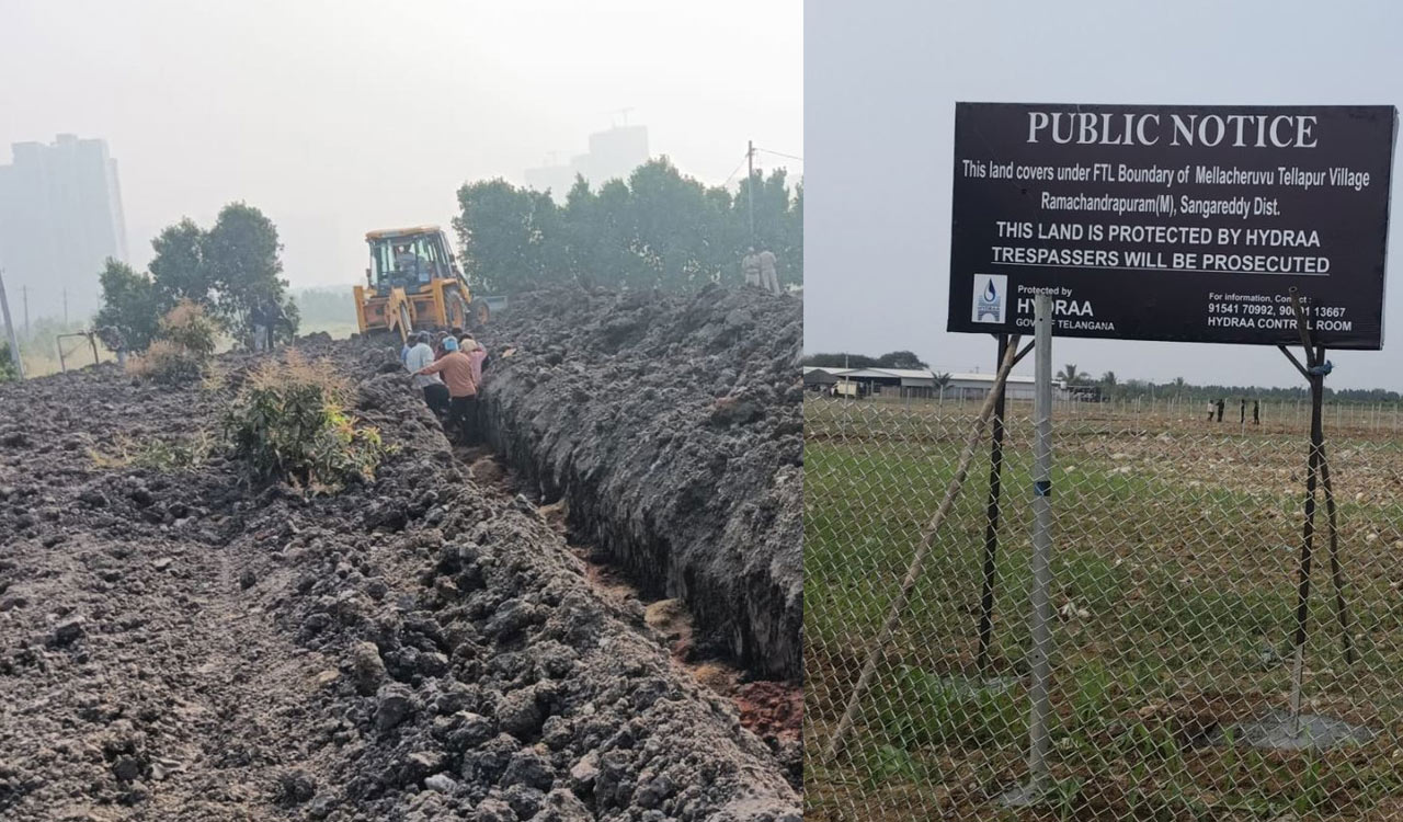 HYDRAA clears encroachments, fences Mellacheruvu lake