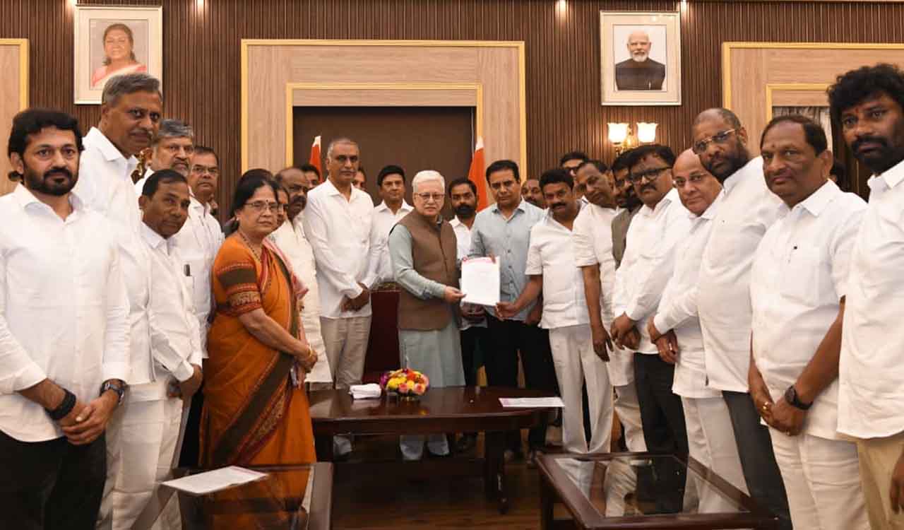 Watch: BRS delegation meets Governor, seeks CBI probe into Revanth’s kin ‘link’ to Singareni tenders