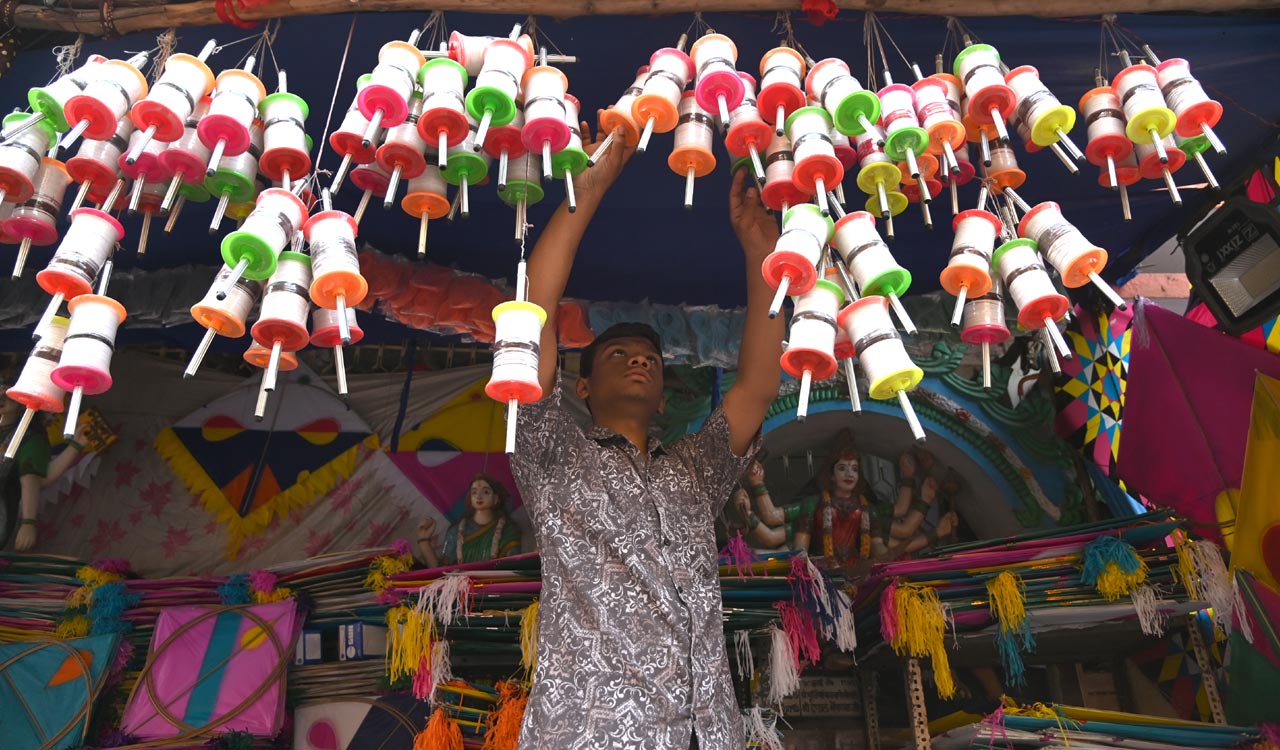 Kite markets in Hyderabad bustle with activity ahead of Sankranti