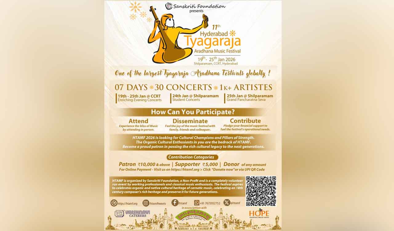 Hyderabad Tyagaraja Aradhana Music Festival begins on January 19