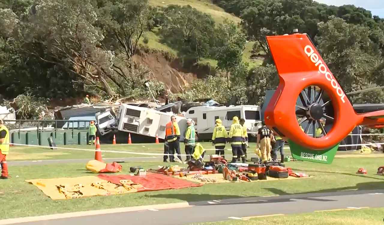 Several missing after landslide hits holiday park in New Zealand