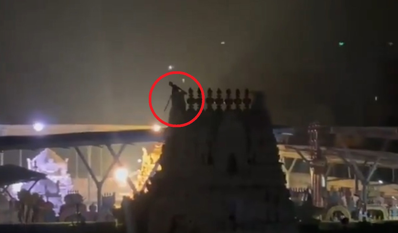 Watch: Drunk man climbs temple gopuram, sparks security scare in Tirupati