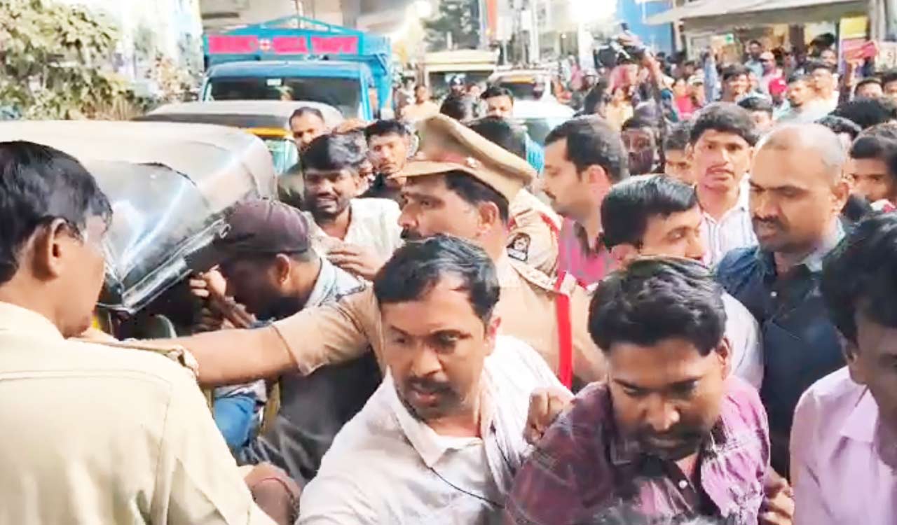 Unemployed youth hold massive protest in Hyderabad over delay in job calendar