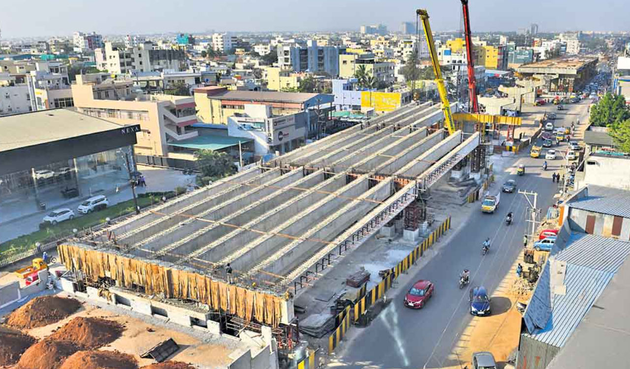 GHMC Additional Commissioner reviews Uppal flyover progress