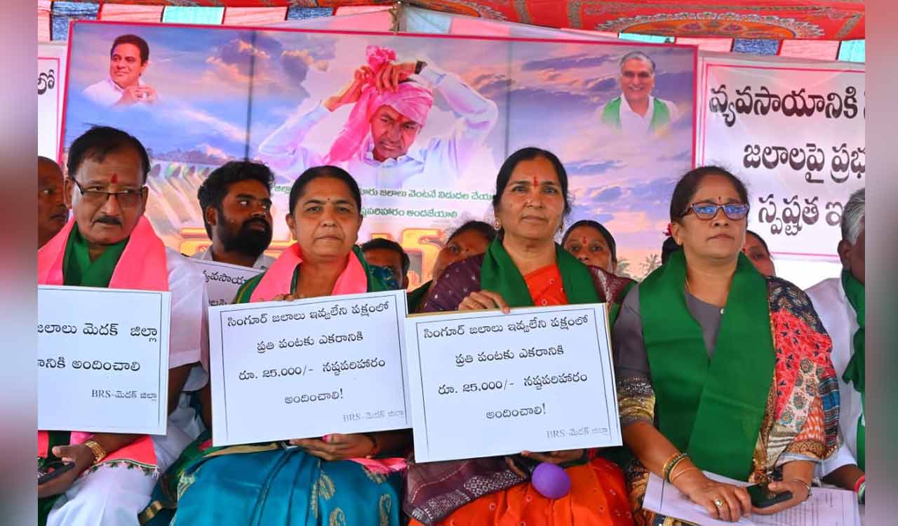 BRS demands compensation for Ghanpur ayacut farmers after govt declares crop holiday