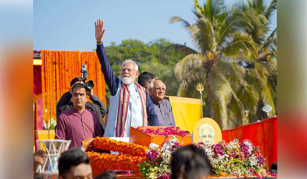Prime Minister Modi leads Shaurya Yatra at Somnath temple in Gujarat