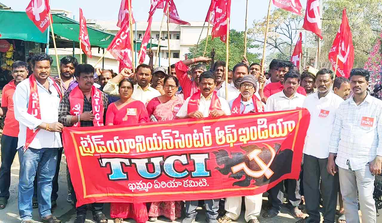 Trade unions slam labour codes, stage rally in Khammam