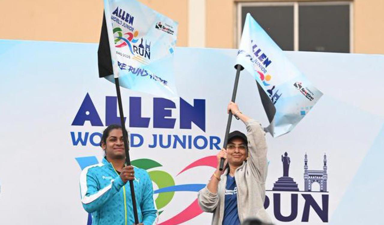 Allen World Junior 10K Run held at Gachibowli Stadium