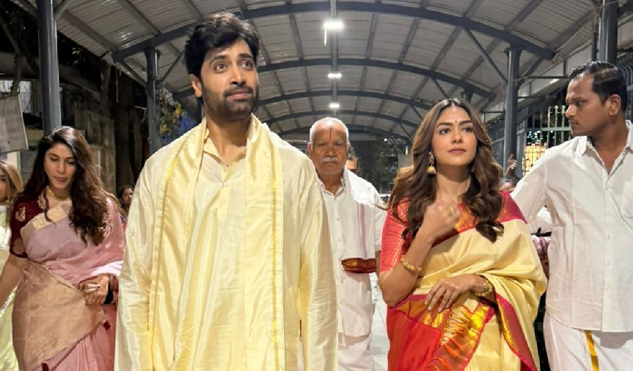 Mrunal Thakur and Adivi Sesh seek divine blessings at Tirumala ahead of Dacoit release