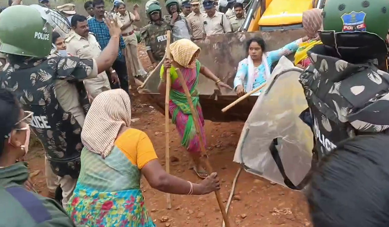 Tension in Khammam as officials evict around 600 families living on Bhoodan lands