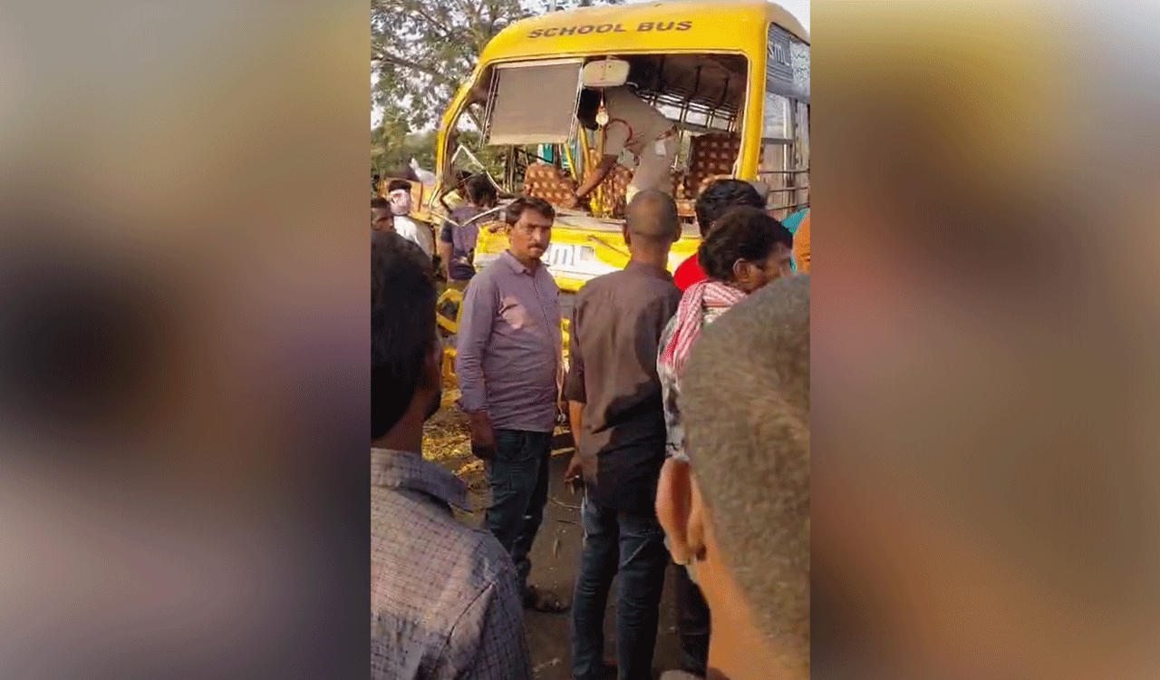 Two including minor die in tractor-school bus collision in Warangal
