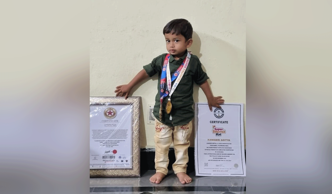 15-month-old boy etches his name on international record book in Nirmal