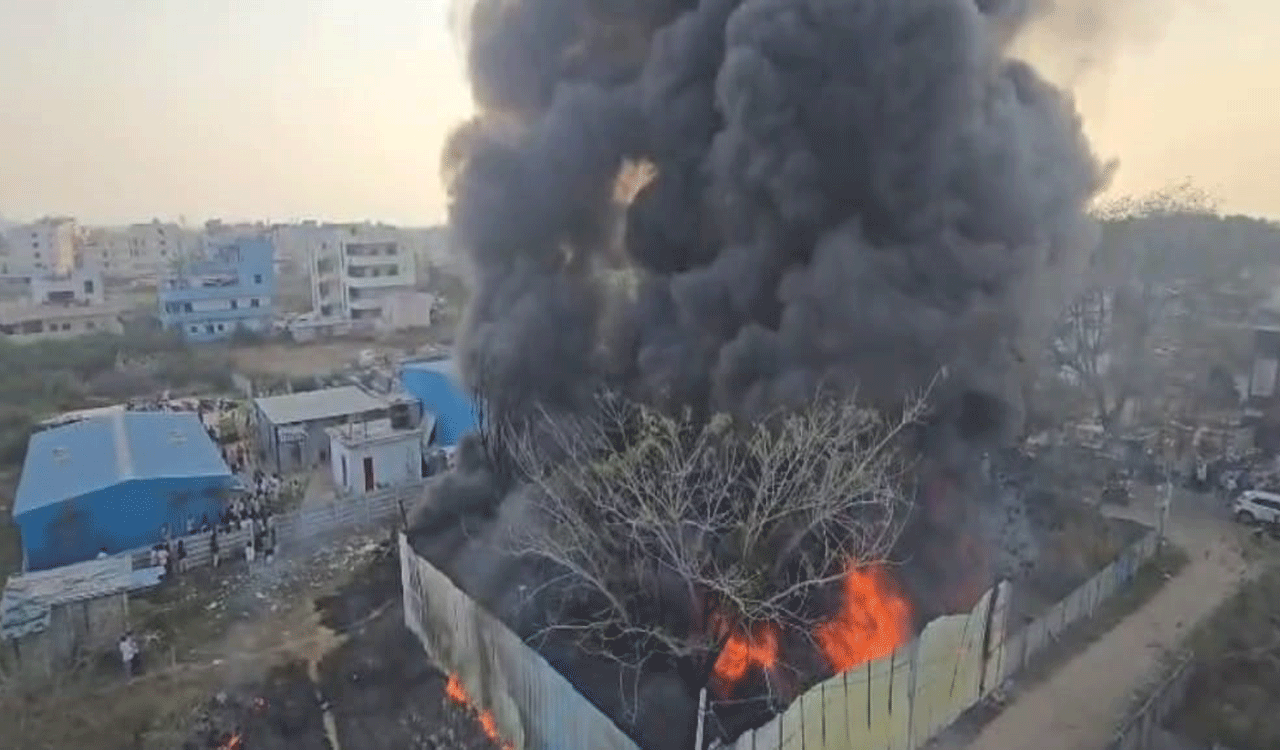 Massive fire guts plastic scrap at Indresham in Patancheru mandal