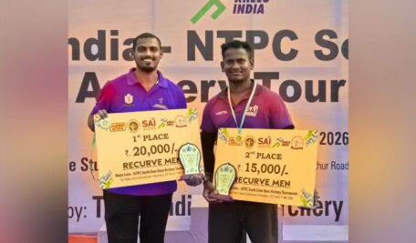 N Akhil and M Venkatesh, both from Telangana, with the medals.