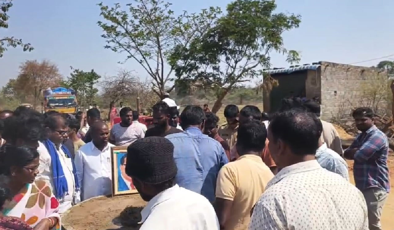 Dalit activists protest demolition of Ambedkar statue platform in Siddipet village