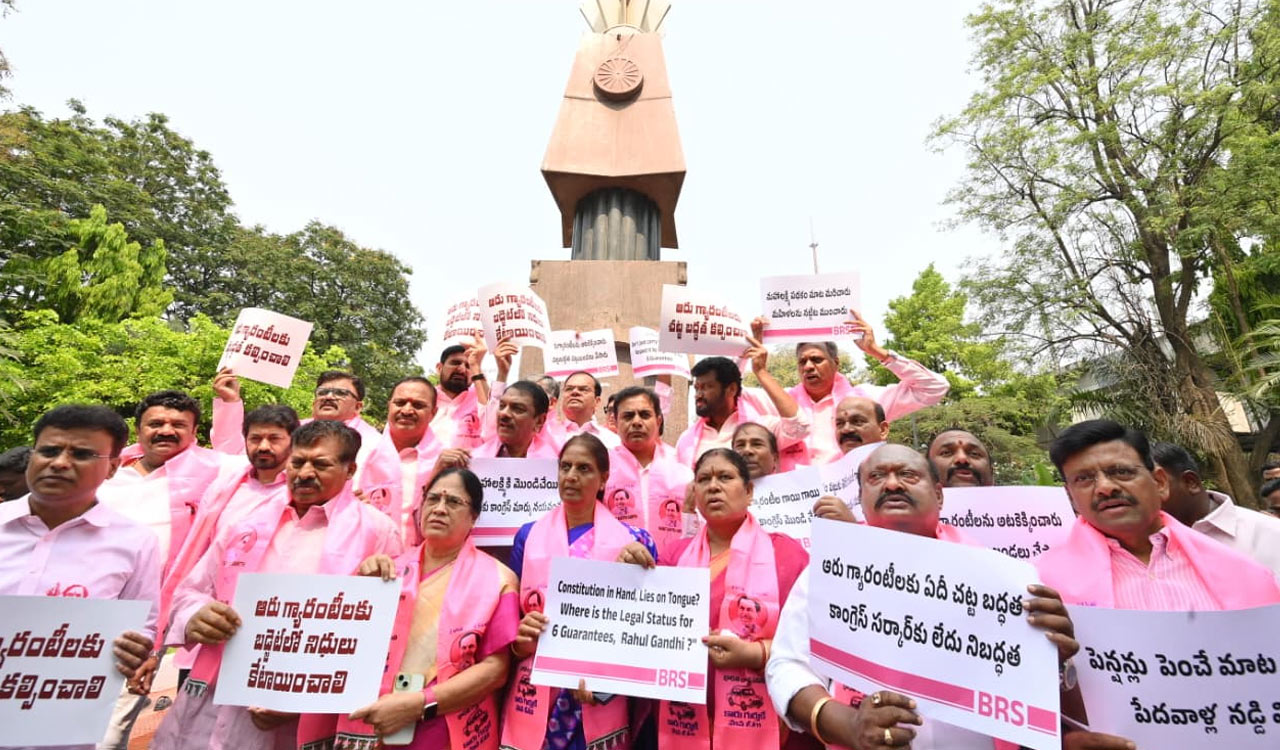 BRS protests at Gun Park, demands budget allocations, legal backing for Six Guarantees