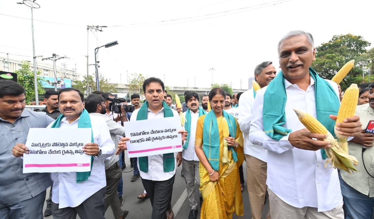 Protest by BRS over maize procurement turns tense at Assembly entrance