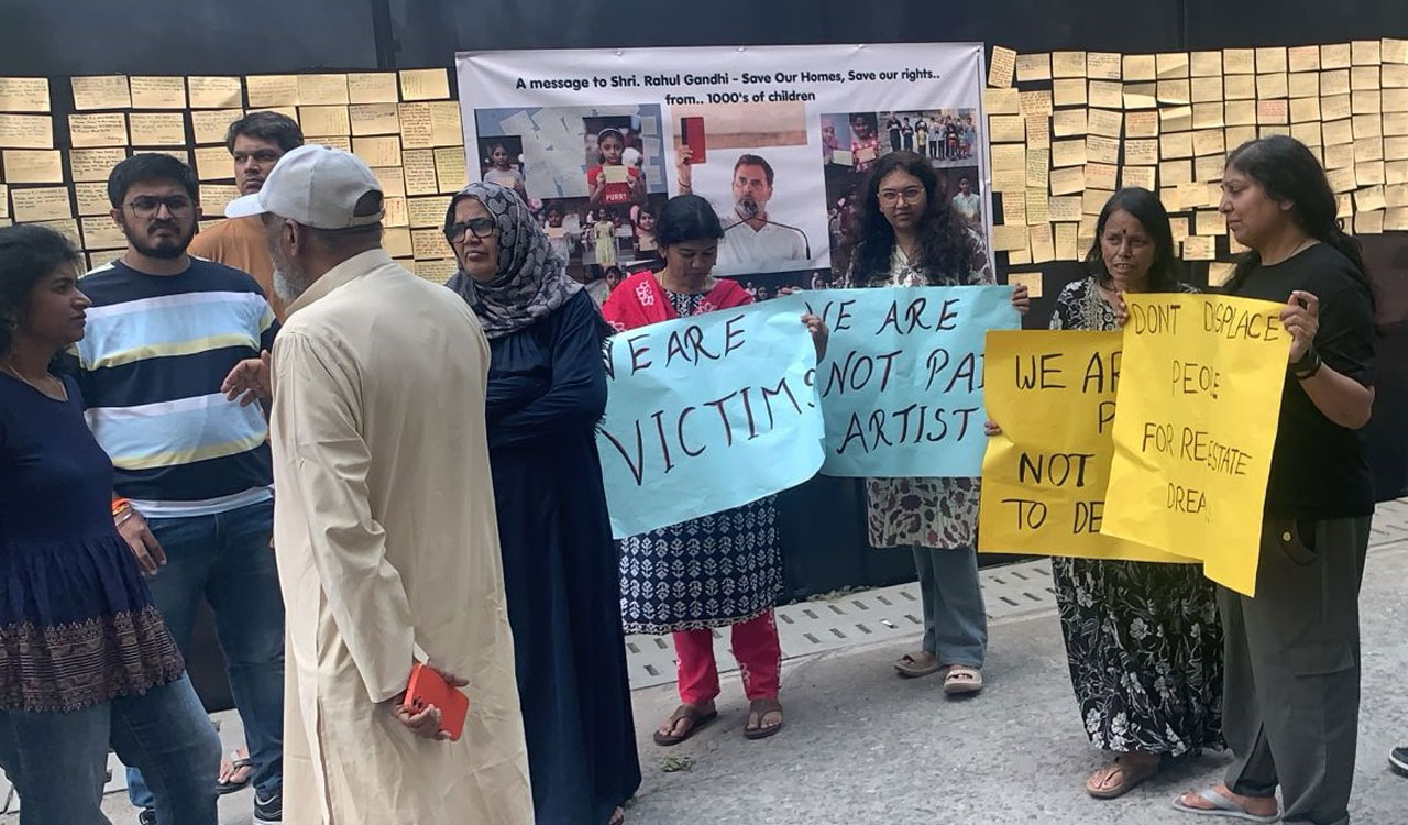 Bandlaguda residents protest land acquisition for Gandhi Sarovar Project