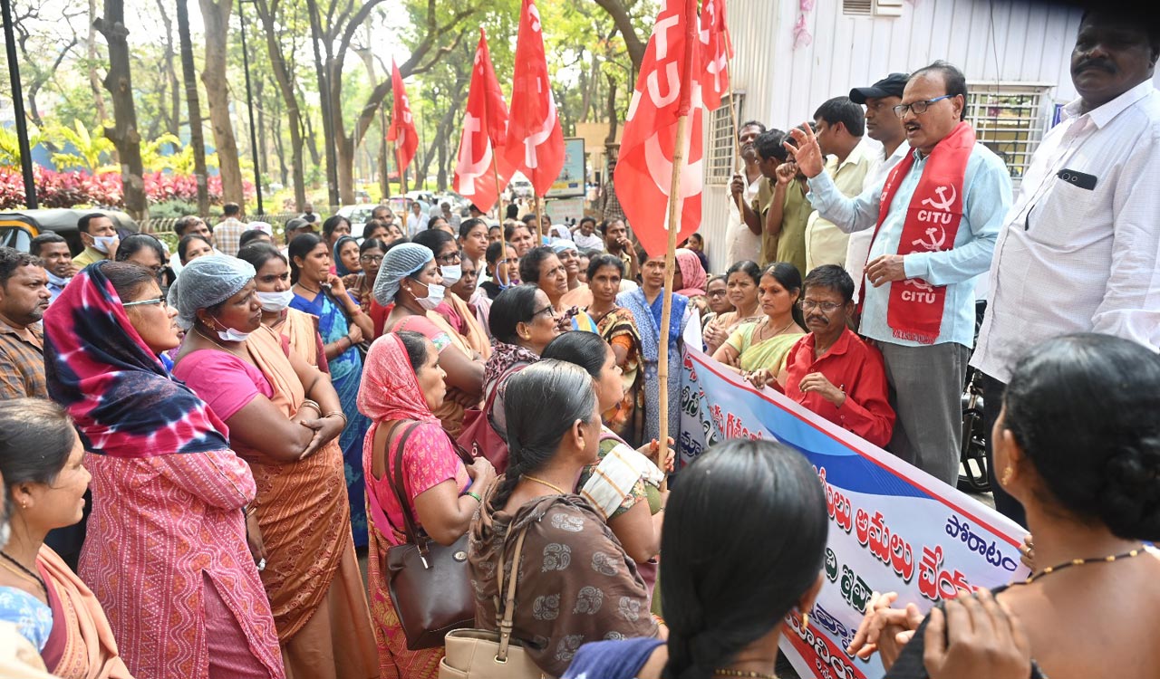 NIMS contract staff stage protest demanding pay revision and job security