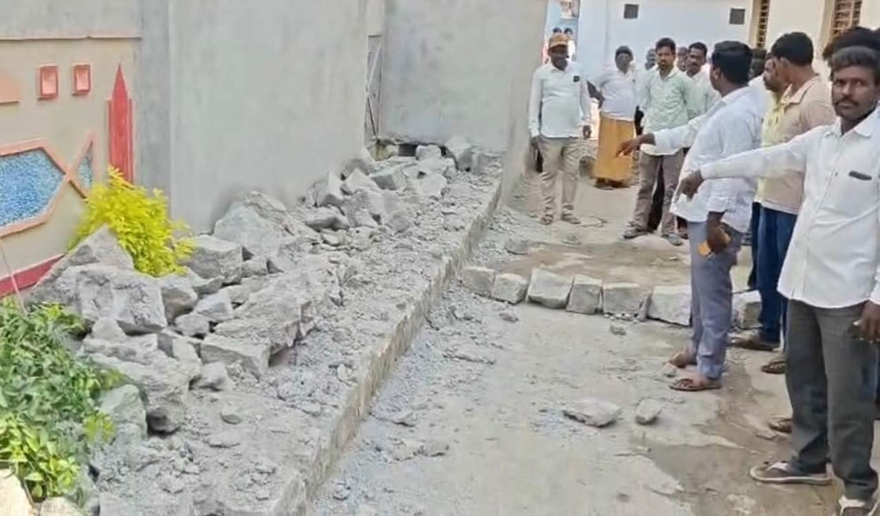 Sarpanch election row: Congress BC leader boundary wall demolished in Medak village