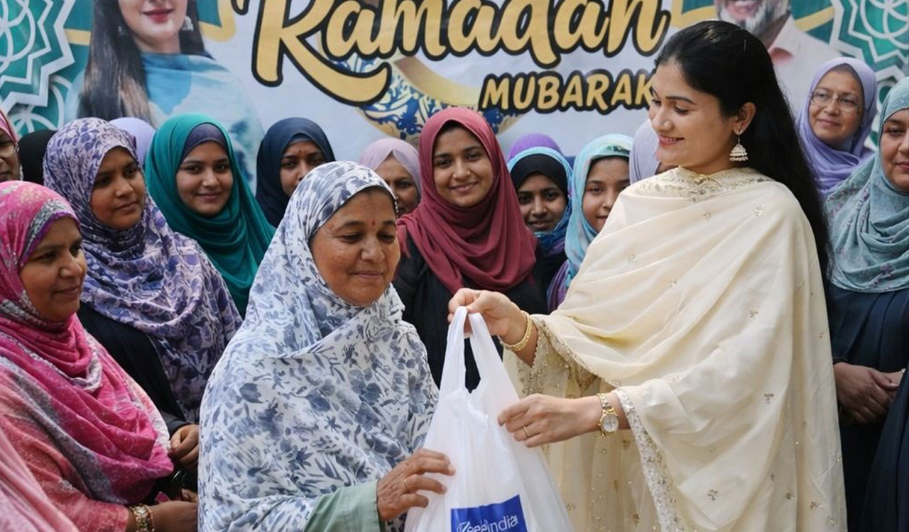 Feed India chairperson Farha distributes Ramadan kits to poor in Khammam