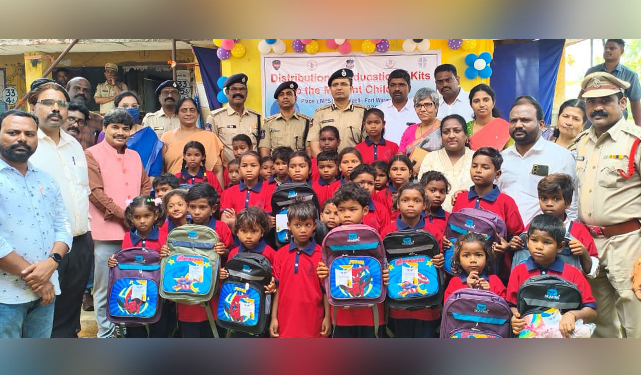 Educational kits distributed to children of migrant labourers in Warangal