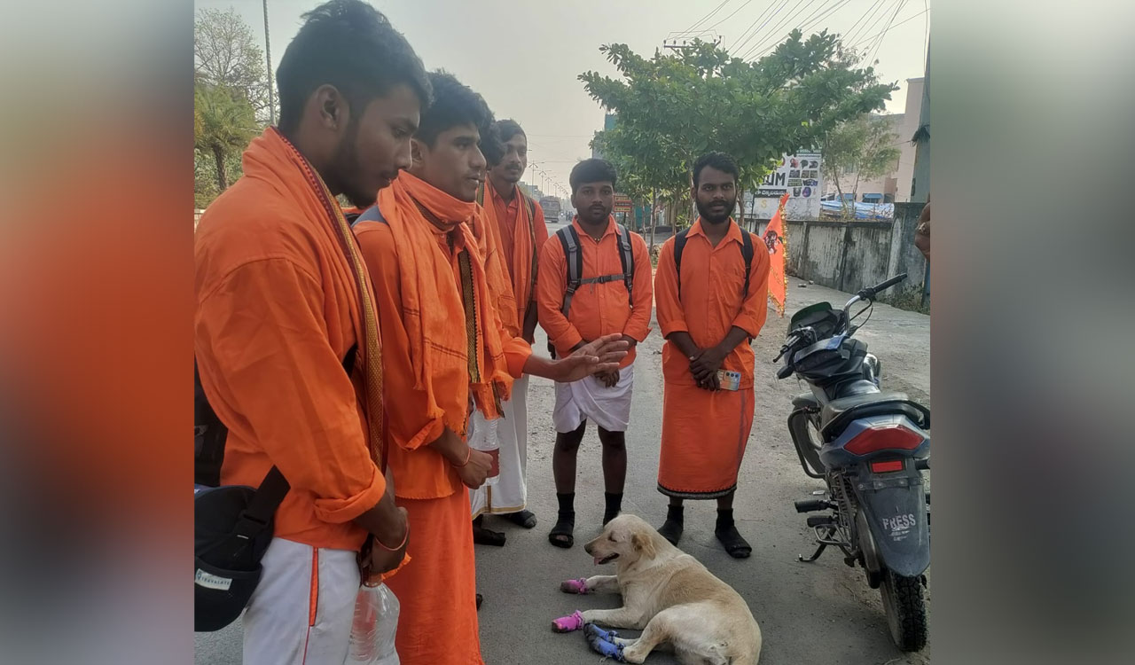 Jagtial: Dog walks 130 km with devotees to reach Kondagattu Anjaneya Swamy temple